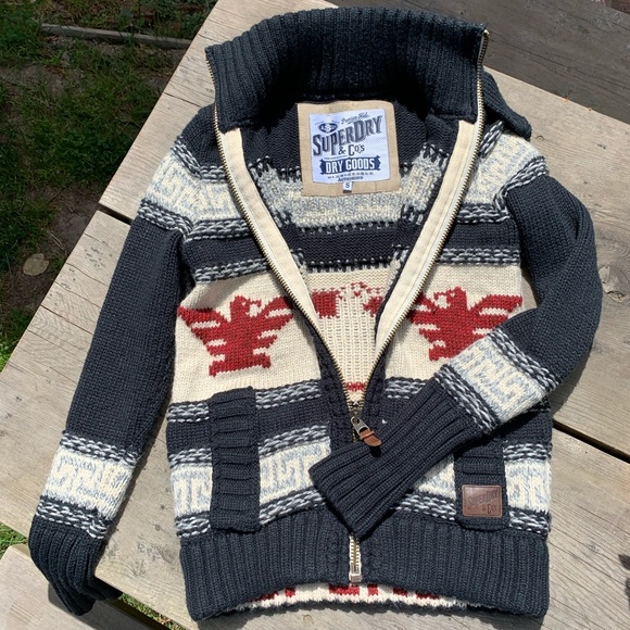 Vintage Superdry thick knit heavy sweater jacket - Picture 2 of 15